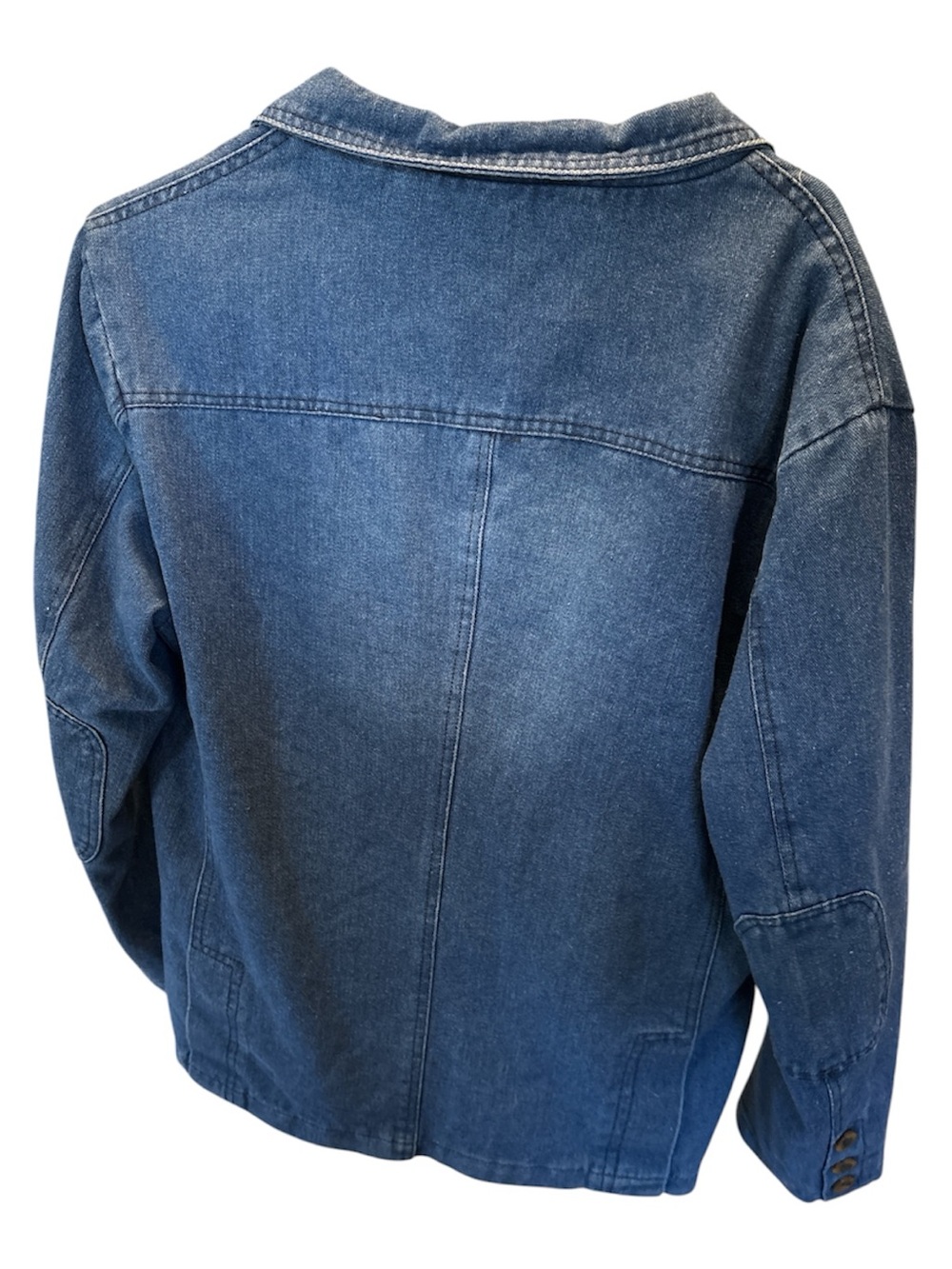 European American Style Industrial Military Brigade 2XL Blue Denim Blazer Jacket - Picture 2 of 4
